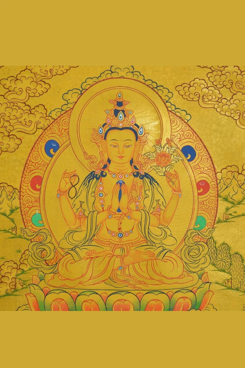 Chenrezig Thangka (24K Gold)