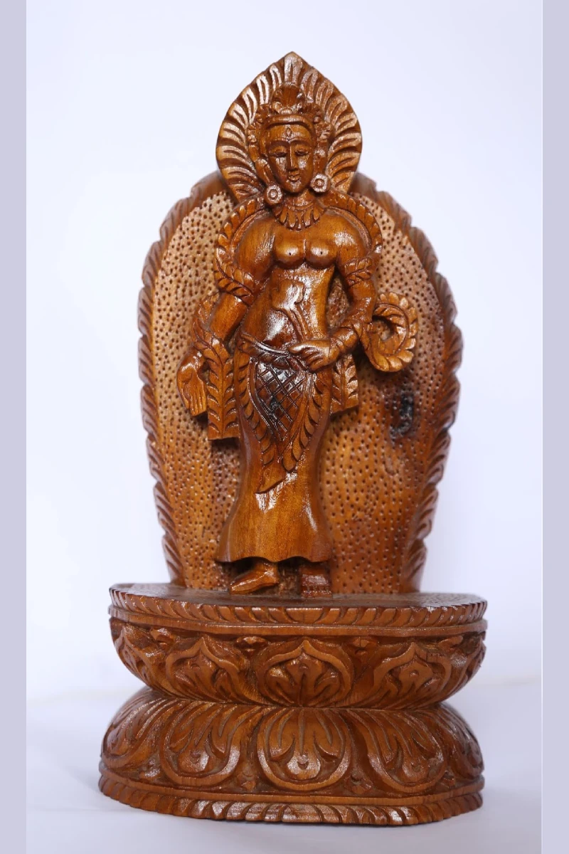 Wooden Standing Goddess Statue